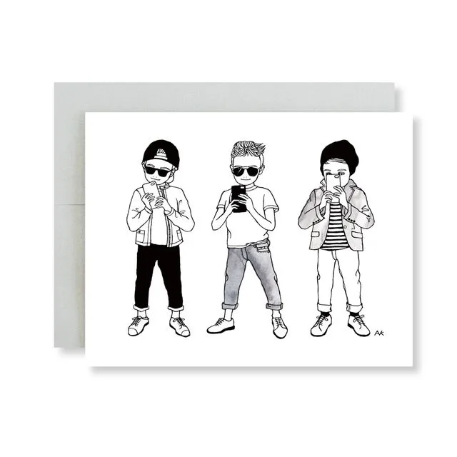 Boys Fashion Illustration Greeting Card