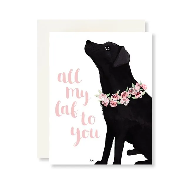 Black Labrador Dog Illustration Love Card