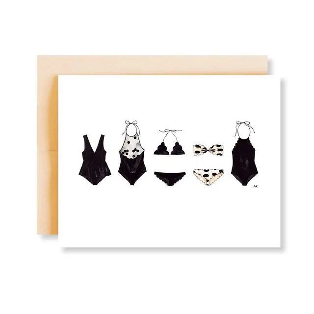 Bikini Swimsuit Fashion Illustration Blank Card