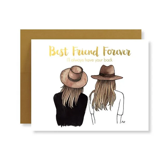 Best Friend Forever Card w. Gold Foil