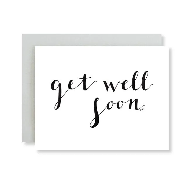 Get Well Soon Brush Lettering Calligraphy Card