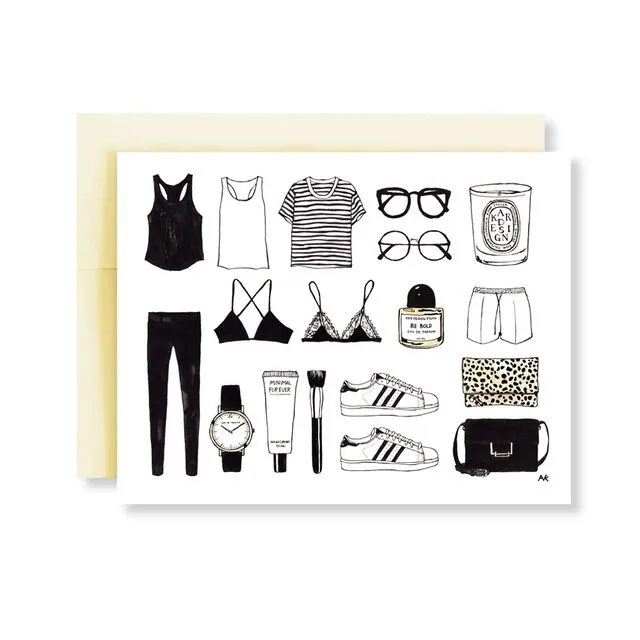 Fashion Illustration Minimal Items Blank Card