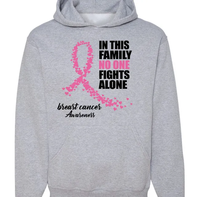 No One Fights Alone Breast Cancer Gray Hoodie