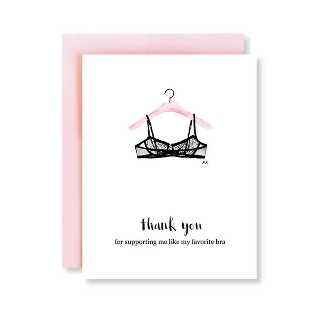 Lingerie Illustration Funny Thank You Card