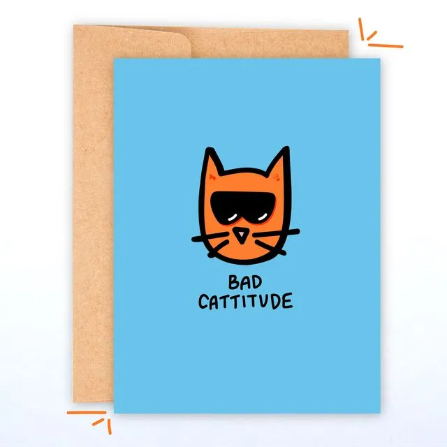 Bad Cattitude A2 Greeting Card with Envelope