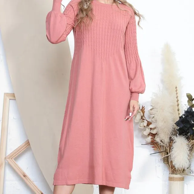 P8899 - Pink cable knit jumper dress (Pack of 2)