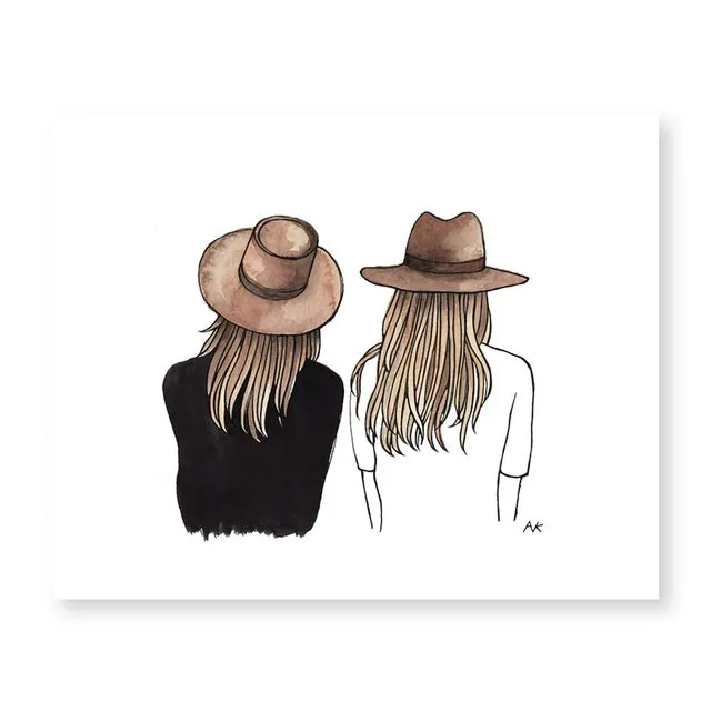 Two Hat Girls Best Friend Art Print