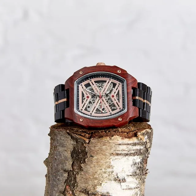 The Mahogany - Handmade Wood Mechanical Vegan Watch