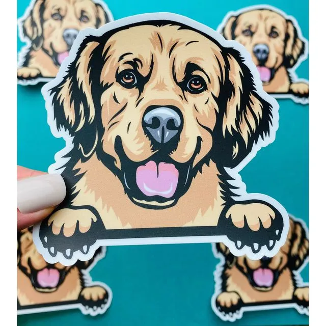 Golden Retriever Sticker Colorful Abstract Cute Golden Retriever Dog Decal for Car, Hydroflask, Gifts Under 5 for Golden Retriever Owner