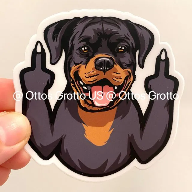 Rottweiler Sticker, Rottweiler Decal, Rottweiler Middle Finger Sticker for Rottie Owners, Funny Rottweiler Gift, Rottweiler Car Decal