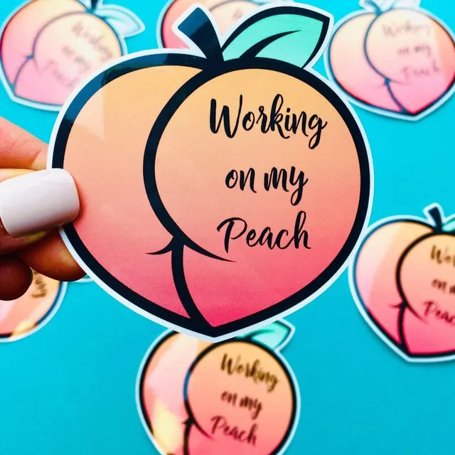 Peach Butt Gym Sticker, Peach Workout Sticker for Water Bottle, Gym Motivation Sticker, Weightlifting Sticker, Working on My Peach