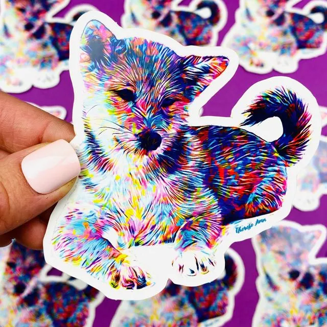 Shiba Inu Sticker Colorful Abstract Cute Shiba Inu Dog Decal for Car, Hydroflask, Shiba Inu Gift for Shiba Mom, Shiba Owner, Catdog
