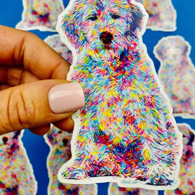 Golden Doodle Sticker Colorful Abstract Cute Doodle Dog Decal for Car, Hydroflask, Gifts Under 5 for Goldendoodle Owner Mom  Doodle Gift