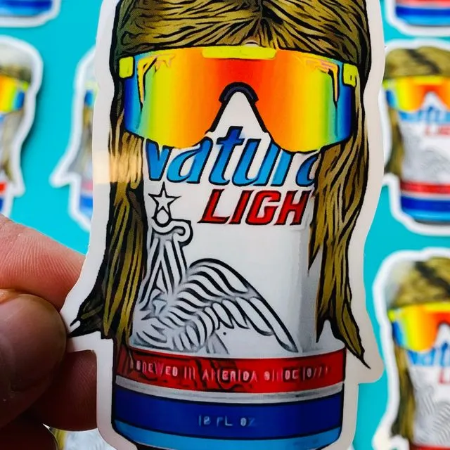 Funny Beer Can Mullet Sticker for Hunters Hunting Fans, Natty Light Sticker, Hunter Sticker, Decal for Truck, Stickers for Men