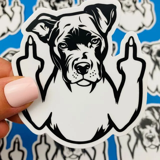 Pitbull Sticker, Pitbull Decal,  Pitbull Middle Finger Sticker, Pitty Sticker, Pitbull Car Decal, Pitbull Bumper Sticker, Funny Pit bull Dog