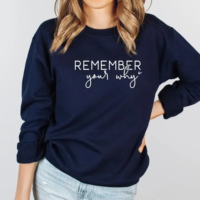 Navy Remember Your Why Crewneck Women's Sweatshirt