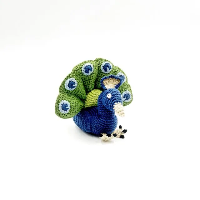 Handmade soft Baby Toy Peacock Rattle | Fair Trade | Machine Washable | CE Certified