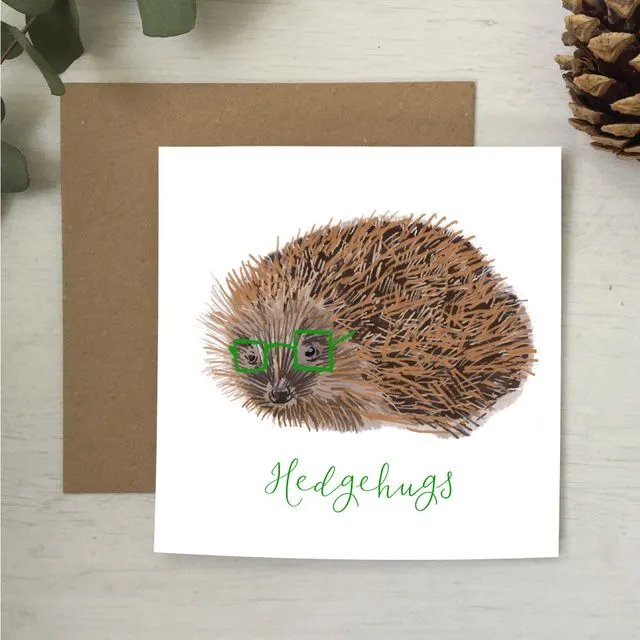 Hedgehugs pun greeting card
