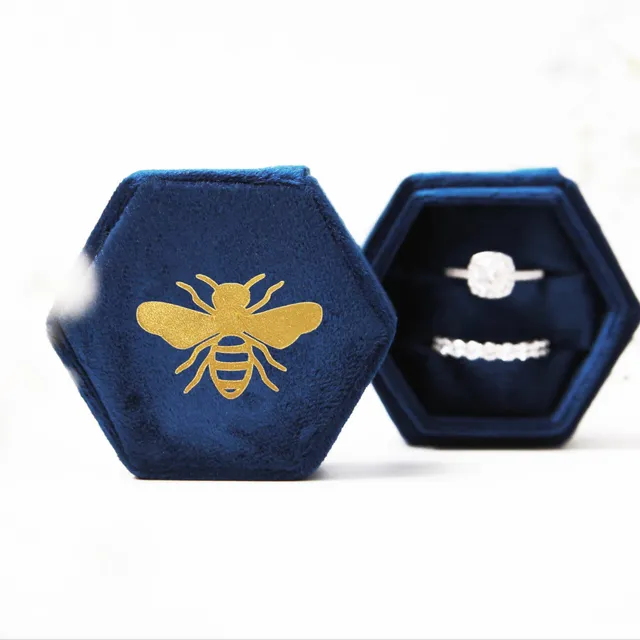 Small Velvet Ring Box with Bee