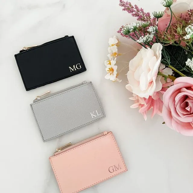 Personalised Monogram Coin Purse / Card Holder - Pink