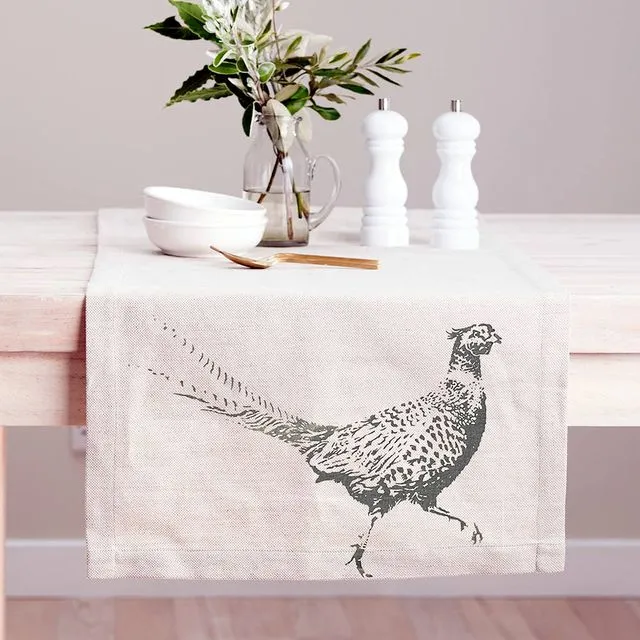 Pheasant Linen Table Runner