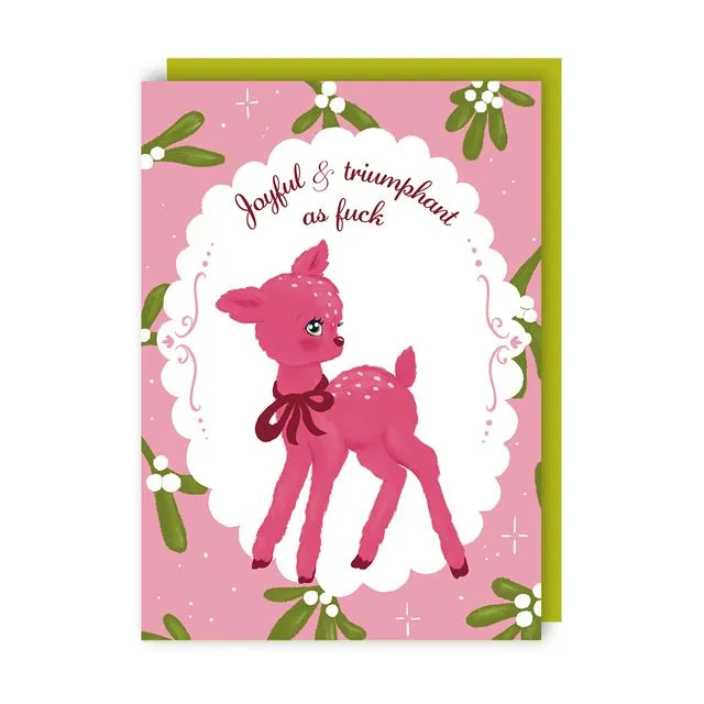 Kitsch Deer Christmas Card pack of 6