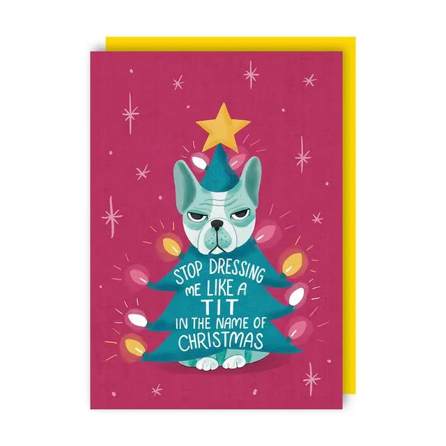 Dog Tit Christmas Card pack of 6