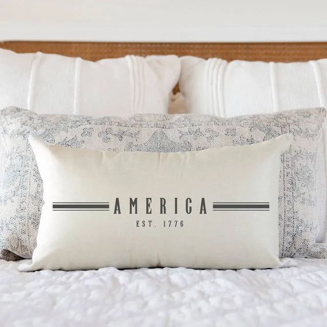 America with Stripes #11- Summer Pillow Cover 12x20 inch
