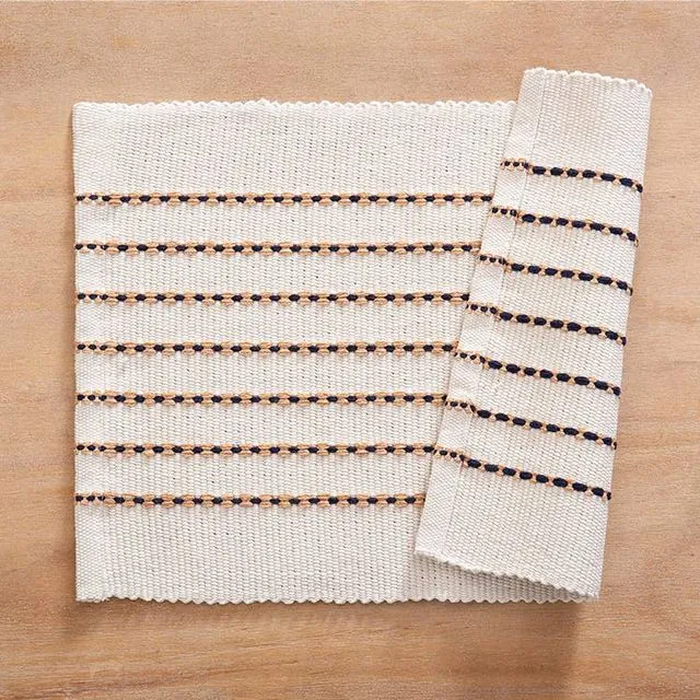 Woven Place Mats- Navy and Tan Combo
