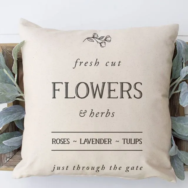 Fresh Cut Flowers and Herbs #6 Spring Pillow Cover 18x18