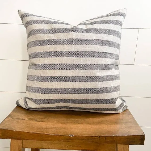 Charcoal stripe woven pillow cover 18x18 inch