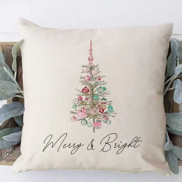 Merry & Bright- Vintage Tree 18x18" Pillow Cover #19