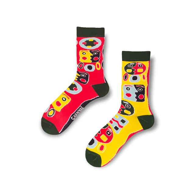 Carnival Socks Mask Art | Novelty Socks Men and Women | Odd Mismatching Funky Socks | Fun Colourful Novelty Silly Cotton Socks |Best Funny Crazy Happy Gifts for Men, Women