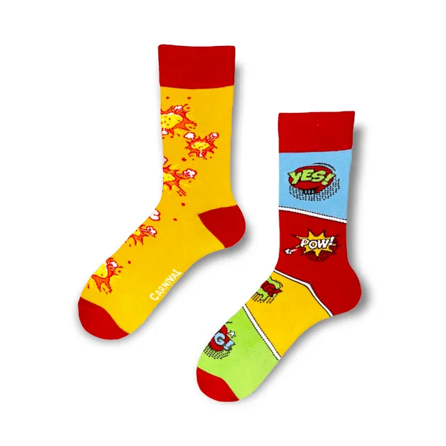 Carnival Socks Boom | Men and Women Novelty Socks | Odd Mismatching Funky Socks | Fun Colourful Novelty Silly Cotton Socks | Best Funny Crazy Happy Gifts for Him and for Her