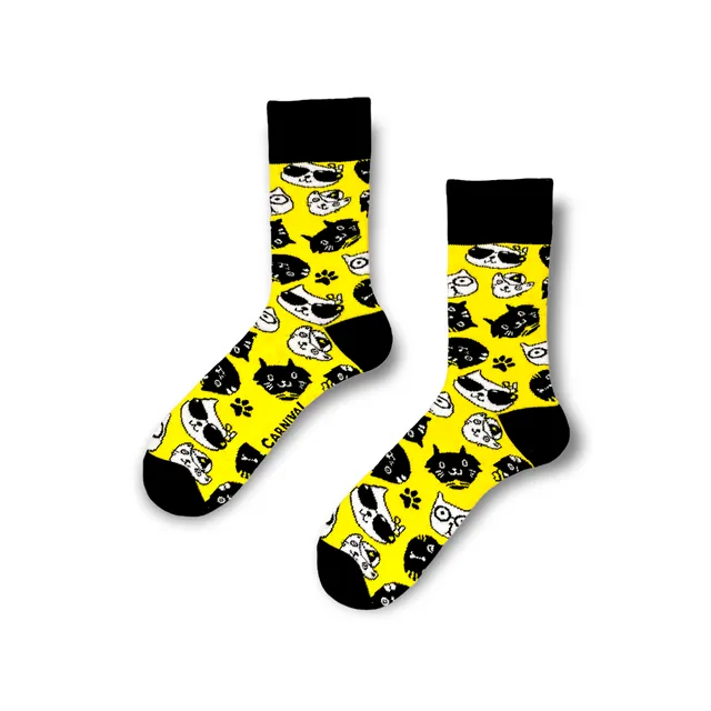 Carnival Socks Cool Cats | Men and Women Novelty Socks | Pair Funky Socks | Fun Colourful Novelty Silly Cotton Socks | Best Funny Crazy Happy Gifts for Him and for Her