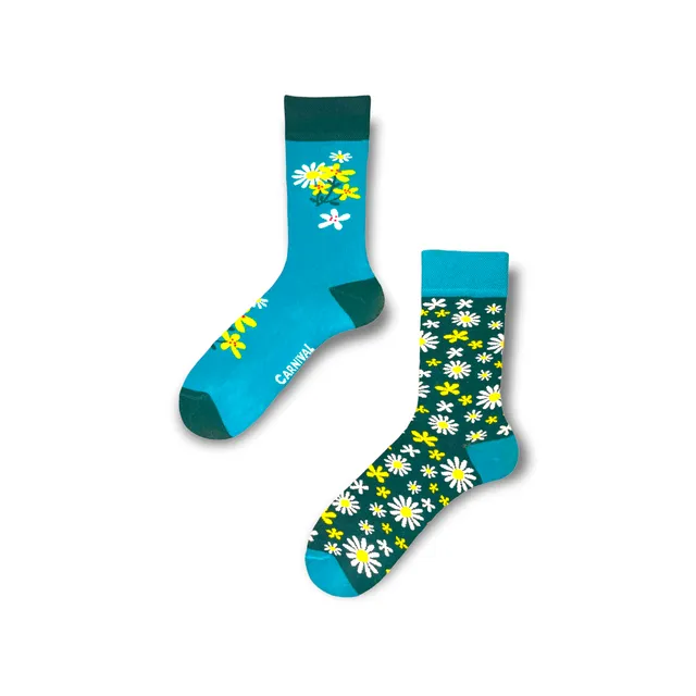 Carnival Socks Daisy | Men and Women Novelty Socks | Odd Mismatching Funky Socks | Fun Colourful Novelty Silly Cotton Socks | Best Funny Crazy Happy Gifts for Him and for Her