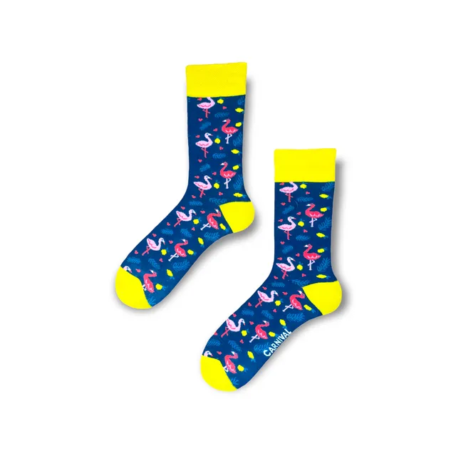 Carnival Socks Flamingo | Men and Women Novelty Socks | Pair Funky Socks | Fun Colourful Novelty Silly Cotton Socks | Best Funny Crazy Happy Gifts for Him and for Her