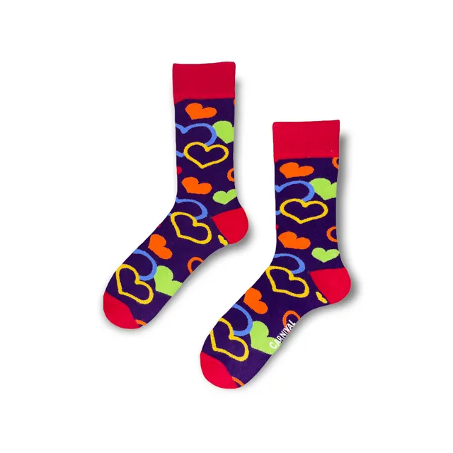 Carnival Socks Love | Men and Women Novelty Socks | Pair Funky Socks | Fun Colourful Novelty Silly Cotton Socks | Best Funny Crazy Happy Gifts for Him and for Her