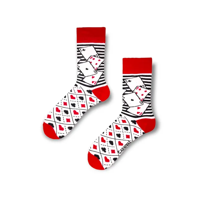 Carnival Socks Play Cards | Men and Women Novelty Socks | Pair Funky Socks | Fun Colourful Novelty Silly Cotton Socks | Best Funny Crazy Happy Gifts for Him and for Her