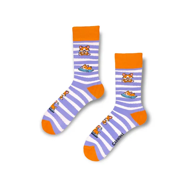 Carnival Socks Cute Shiba | Men and Women Novelty Socks | Pair Funky Socks | Fun Colourful Novelty Silly Cotton Socks | Best Funny Crazy Happy Gifts for Him and for Her