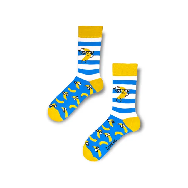Carnival Socks Summer Banana | Men and Women Novelty Socks | Pair Funky Socks | Fun Colourful Novelty Silly Cotton Socks | Best Funny Crazy Happy Gifts for Him and for Her