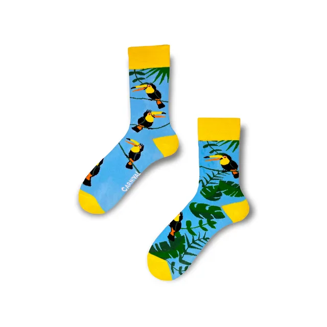 Carnival Socks Parrot | Men and Women Novelty Socks | Odd Mismatching Funky Socks | Fun Colourful Novelty Silly Cotton Socks | Best Funny Crazy Happy Gifts for Him and for Her