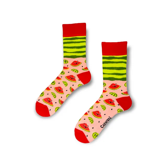 Carnival Socks Watermelon | Men and Women Novelty Socks | Pair Funky Socks | Fun Colourful Novelty Silly Cotton Socks | Best Funny Crazy Happy Gifts for Him and for Her