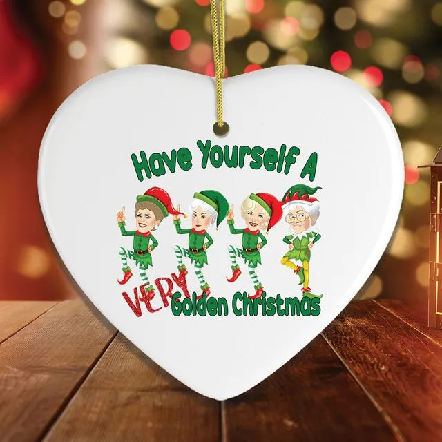 Have Yourself a Very Golden Christmas Ornament (Heart)