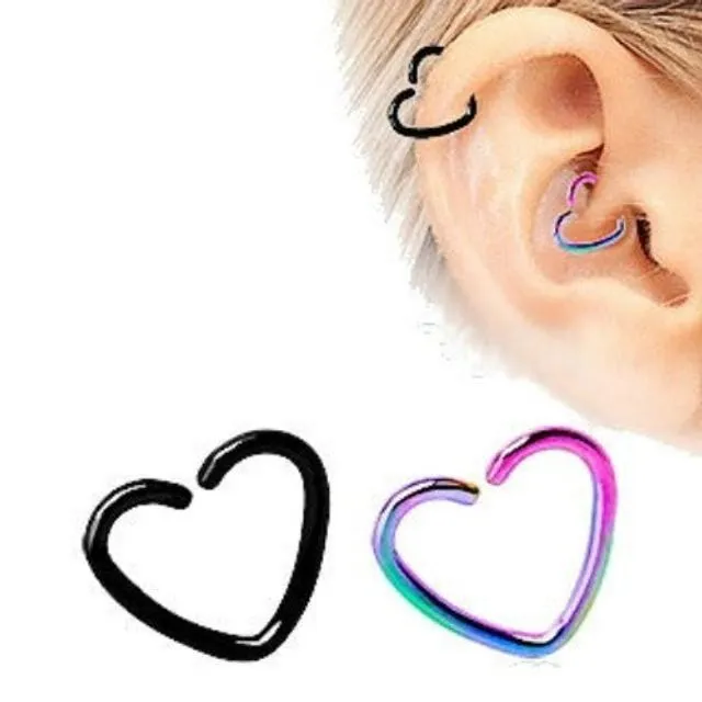 PVD Plated Heart Shaped Cartilage Earring