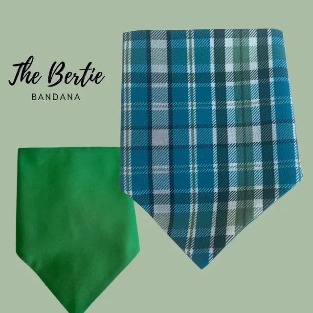 The Bertie Dog Bandana - Autumn Blue Green Plaid Dog Bandana