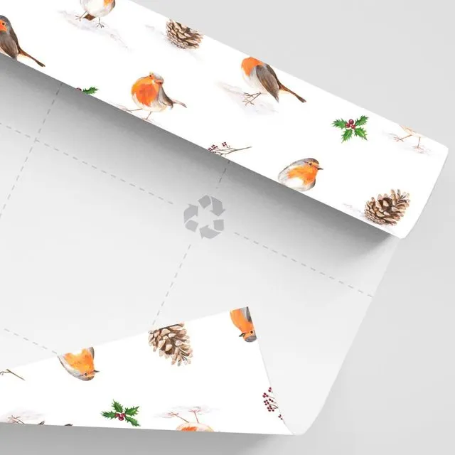 Christmas Robins wrapping paper - flat sheets