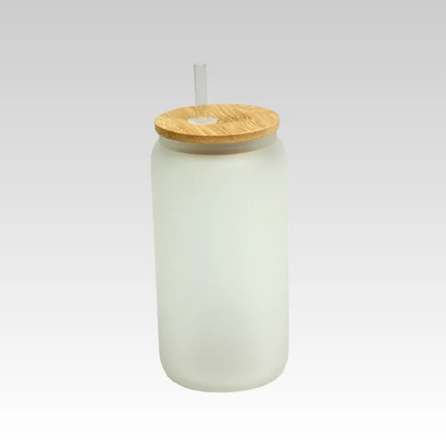 Beach Bum - 16 Oz Frosted Glass with Bamboo Lid