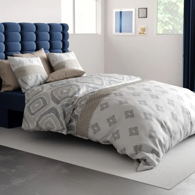 Parure de lit housse de couette avec taie d'oreiller 100% Coton 57 fils Pampa Taille 200 x 200 cm