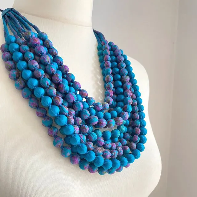 Blue Beaded Statement Necklace